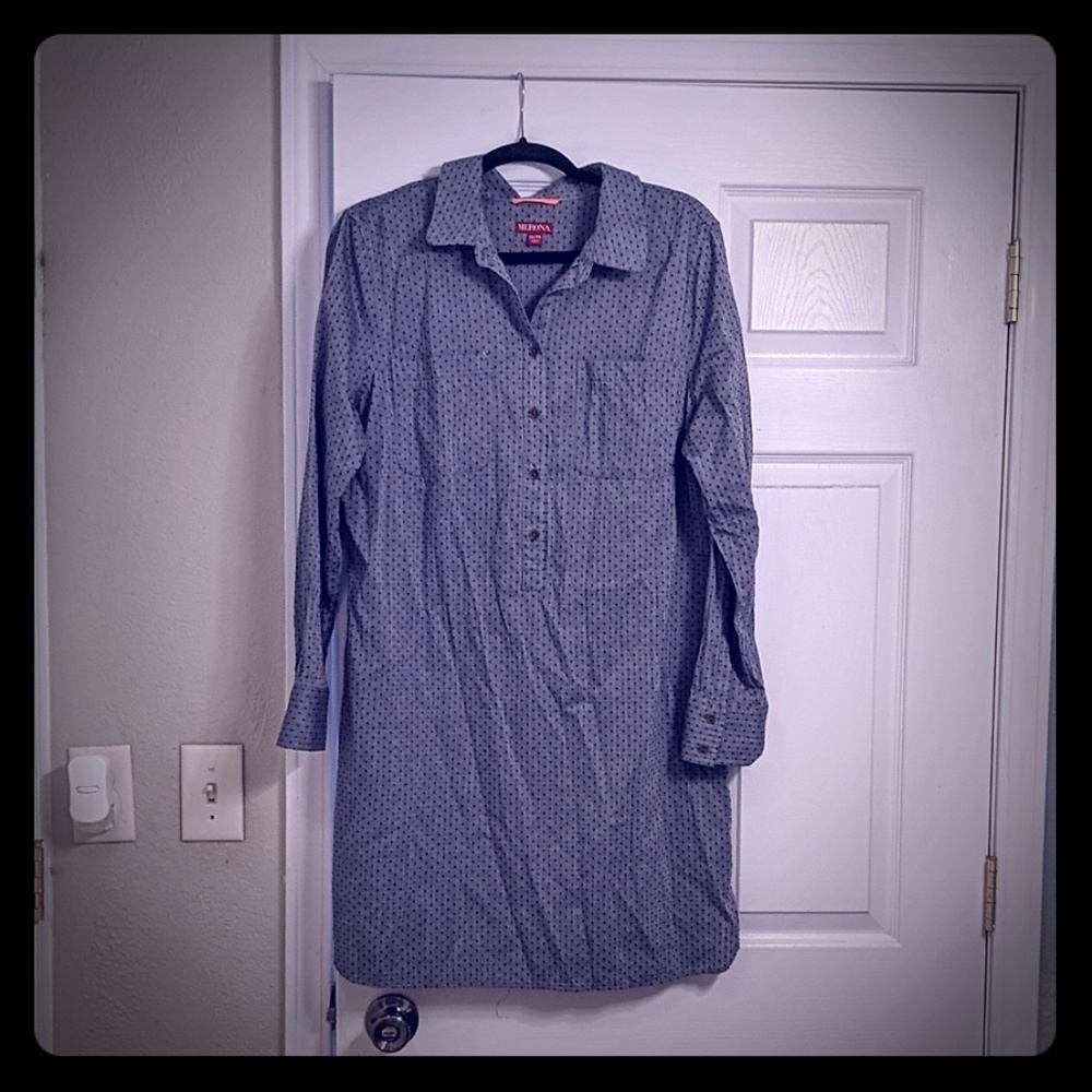 Dotted long sleeved shirt dress
